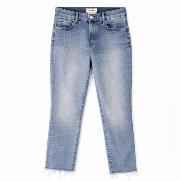 L'AGENCE Denim - L’AGENCE Sada High Rise Cropped Slim Jeans Raw Hem Size 27 Light Wash